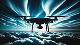Drone Silhouetted Against Vast Blue Sky

