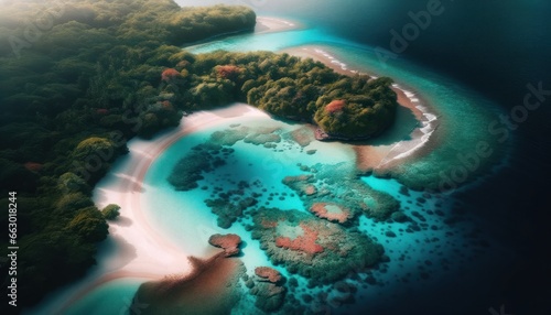 Secluded Beach and Calm Lagoon with Vibrant Coral Reef