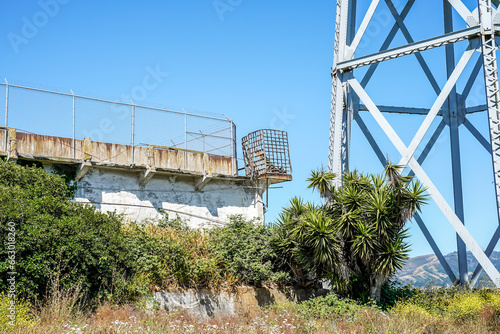 Run down structures on the Alcatraz Island in San Francisco, California. 