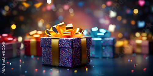 Festive Colored Gift Boxes, A Vibrant Christmas Background © Ash