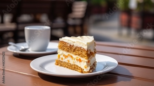 A serving of delicious carrot cake. Generative AI. 
