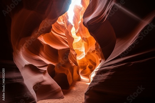 A picture of a dramatic scenic view in Antelope Canyon, Arizona. Generative AI