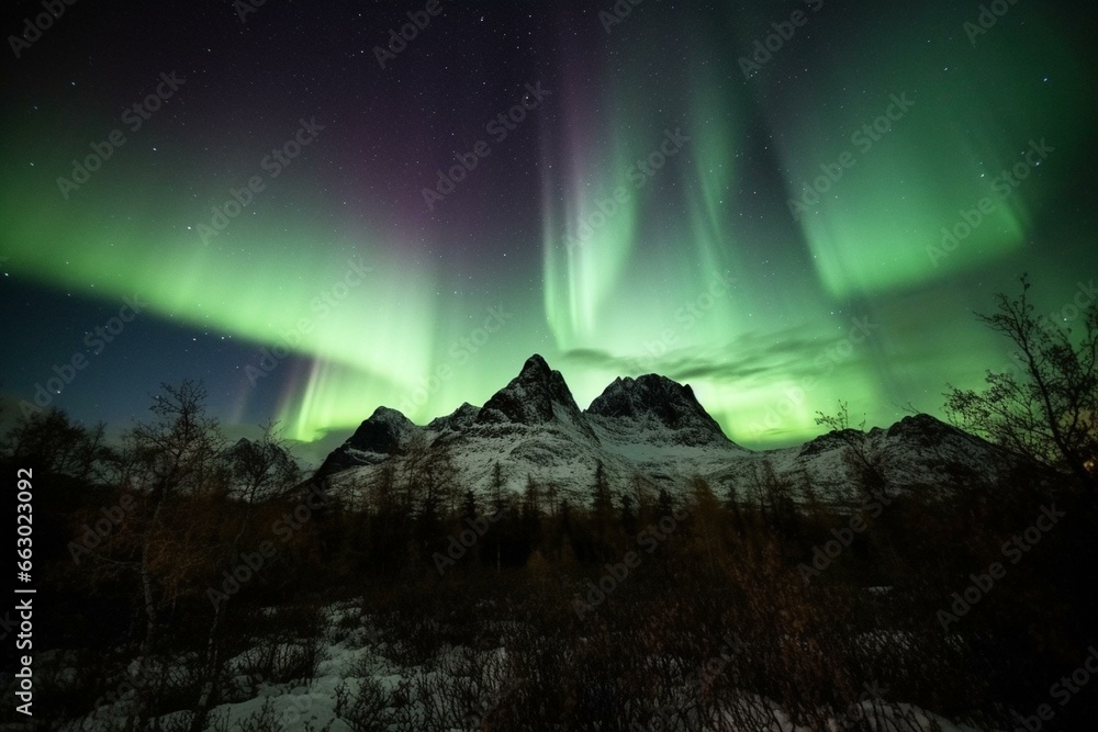 Stunning: an awe-inspiring Northern Lights phenomenon. Generative AI