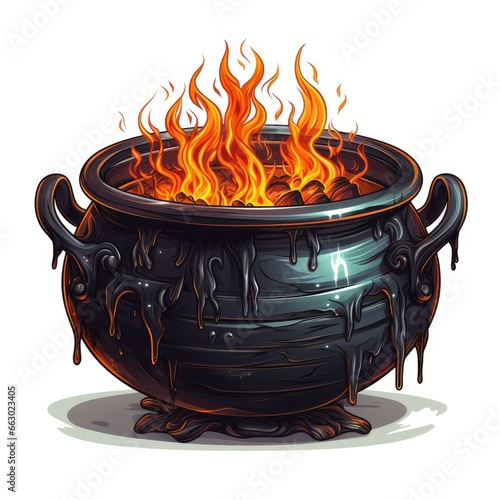 Magic cauldron isolated on a white background