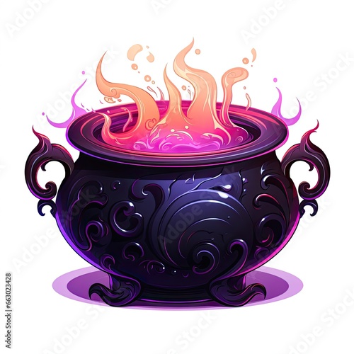 Magic cauldron isolated on a white background
