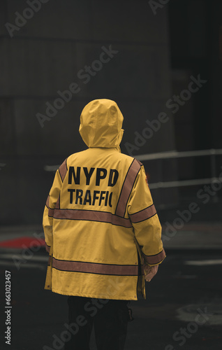 policeman in uniform street traffic control new york 