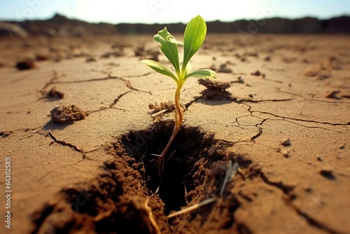 Foto Sprouting in arid ground, symbolizing freshness. Generative AI