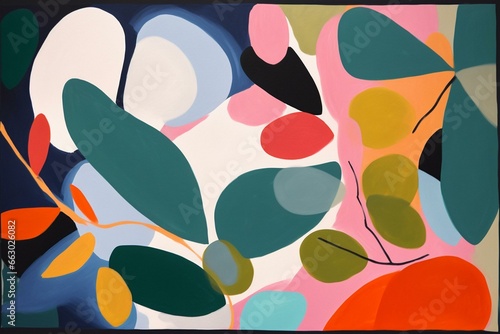 Stunning minimalist abstract artwork inspired by Henri Matisse. Generative AI photo