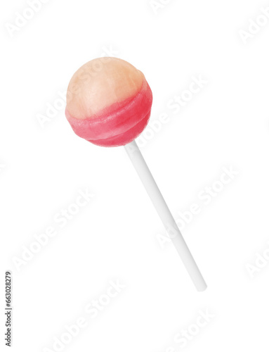 One sweet colorful lollipop isolated on white