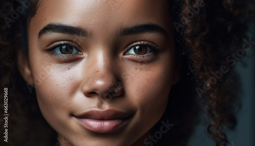 Smiling young women exude confidence in their natural beauty portrait generated by AI
