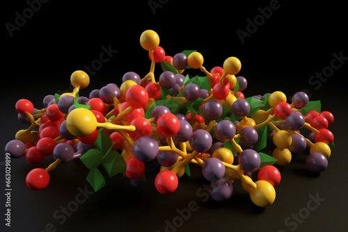 3D model of sesamin molecule, dietary supplement, microscopic view. Generative AI photo