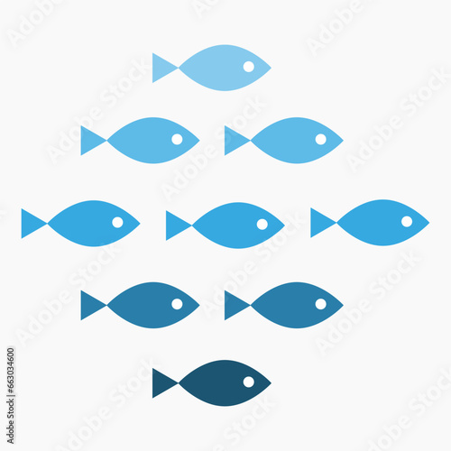 Group of fresh fish. Vector illustration. EPS 10.