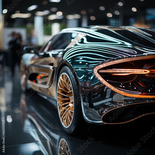 Abstract metal background.Decorative element of a futuristic car model.future car concept
