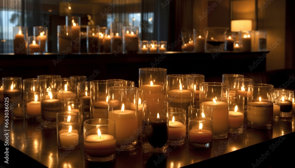 Candlelight igniting symbols of peace, glowing in tranquil celebration generated by AI Candlelight igniting symbols of peace, glowing in tranquil celebration generated by AI