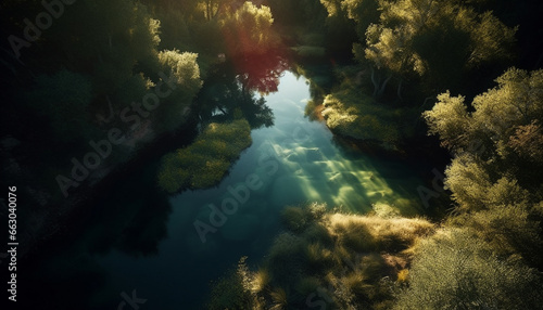 Tranquil scene nature beauty reflected in the underwater landscape generated by AI