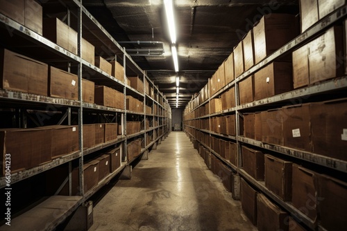 Storage warehouse for archiving. Generative AI