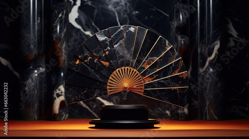 Luxury Chinese fan on the stand AI Generative