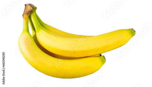 Bananas isolated on a transparent background, organic produce, fruit, yellow bananas
