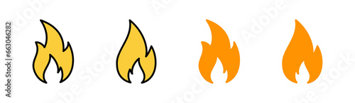 Fire icon set for web and mobile app. fire sign and symbol