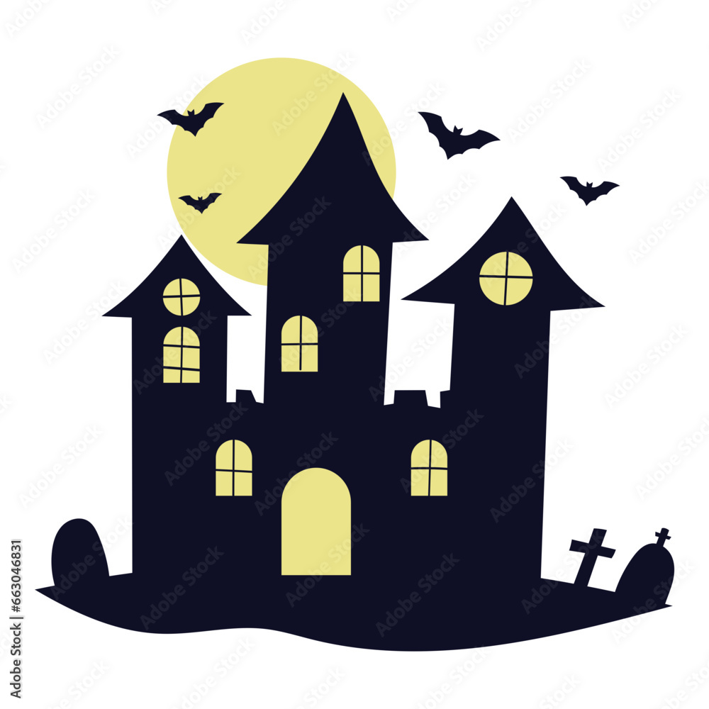 haunted house halloween illustration