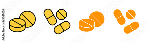 Pills icon set for web and mobile app. capsule icon. Drug sign and symbol