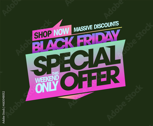 Black Friday sale, special offer, massive discounts poster template