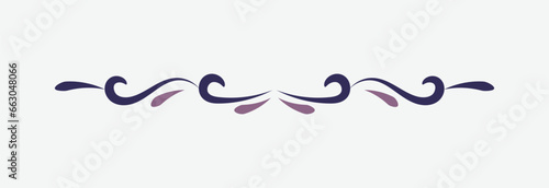 ornamental filigree flourish and thin divider. Classical vintage element, vector illustration