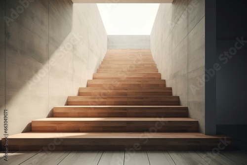 3D rendering of upward stairs. Generative AI © David