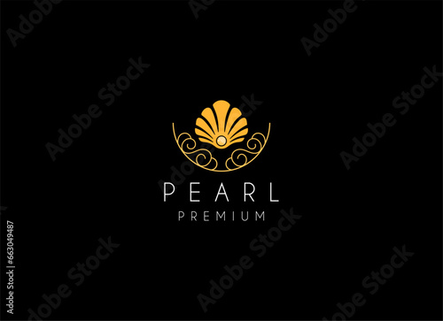 Minimalist and luxury gog pearl sea shell logo design