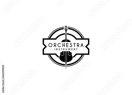 Violin viola orchestra logo design. 