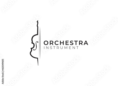 Violin viola orchestra logo design. 