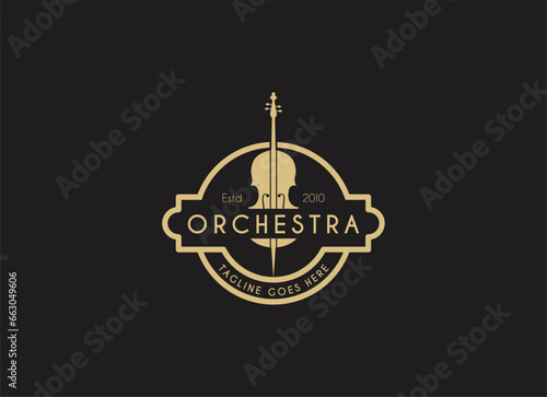 Violin viola orchestra logo design. 