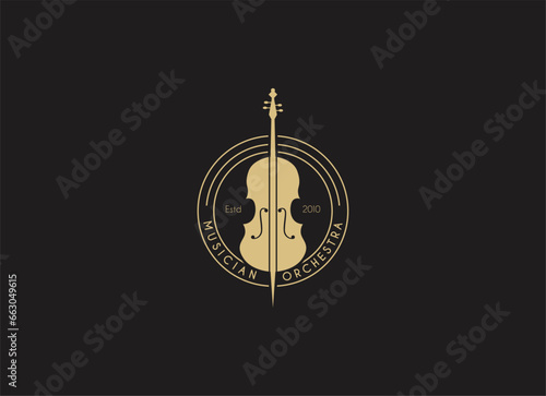 Violin viola orchestra logo design. 