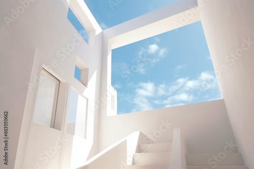 Indoor house with clear sky. Generative AI