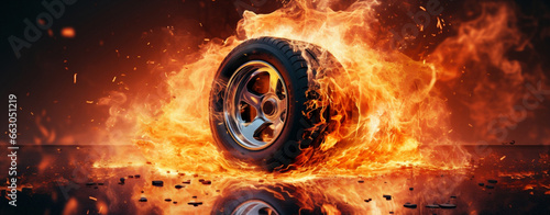 Transportation flame burn vehicle road tire wheel car smoke yellow photo