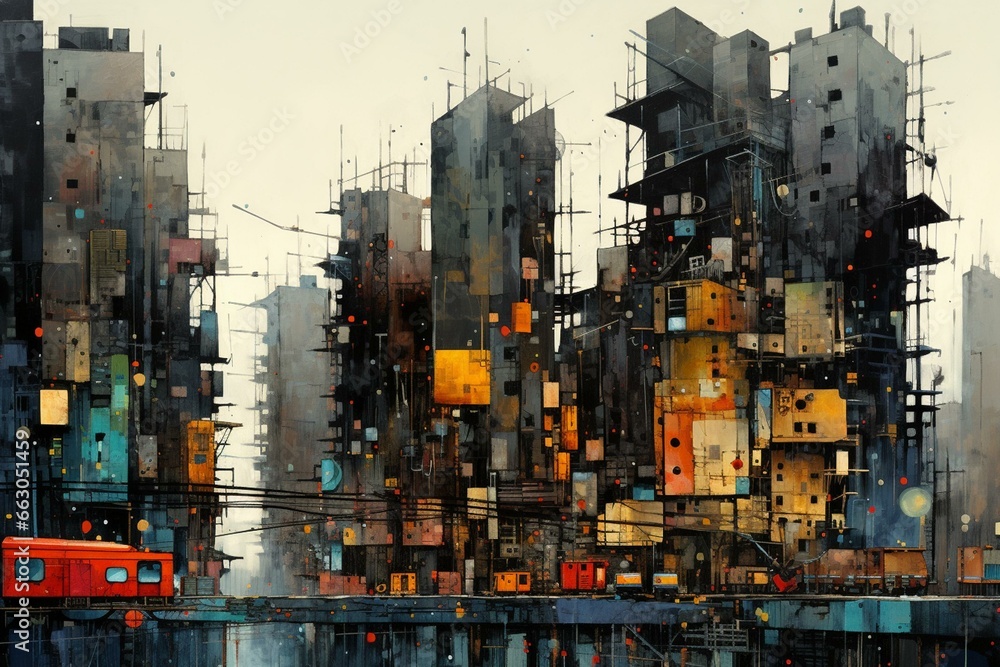 urban skyline. Generative AI urban skyline. Generative AI