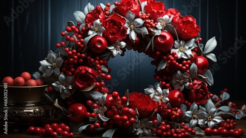 christmas wreath, winter theme, christmas background and wallpaper