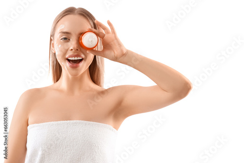 Pretty young woman with fac...