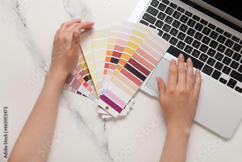 Female hands, many color pa...