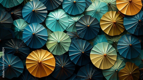 A group of colorful umbrellas. Generative AI. 