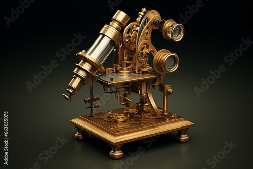 3D illustration of Robert Hooke's microscope from the 17th century. Generative AI