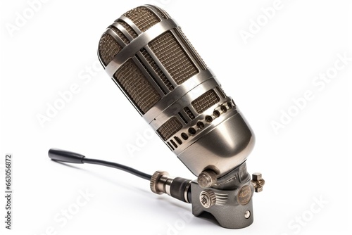 Vintage studio microphone isolated on white. Generative AI