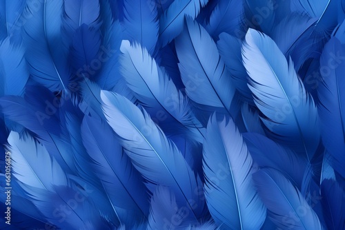 Background with blue jay feathers. Generative AI photo