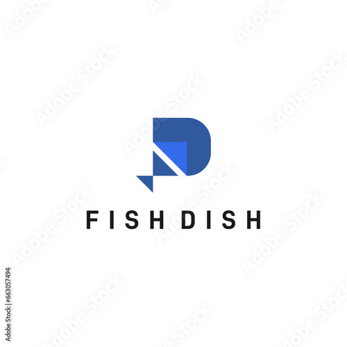 fish and letter D logo design