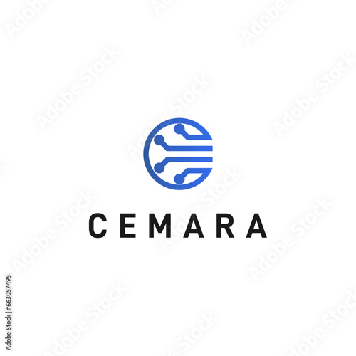 letter C technology logo design