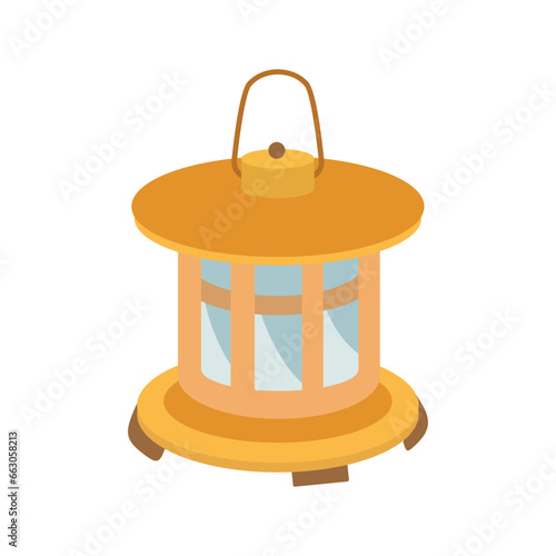 Vintage camping lantern set isolated on white background