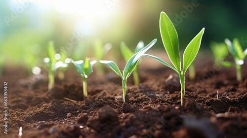 young sugarcane seedlings in the ground photo