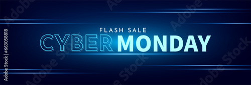 Cyber Monday sale banner template. Cyber Monday typography text design. Promotion and sale background. Vector illustration