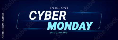 Cyber Monday sale banner template. Design template for special offer and shopping promotion. Vector illustration