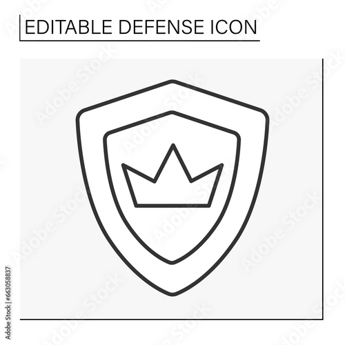  Shield line icon. Protection of royalty. Crown. Defense concept. Isolated vector illustration. Editable stroke